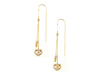 Three Tone Plated Dangle Numerical CZ Earring